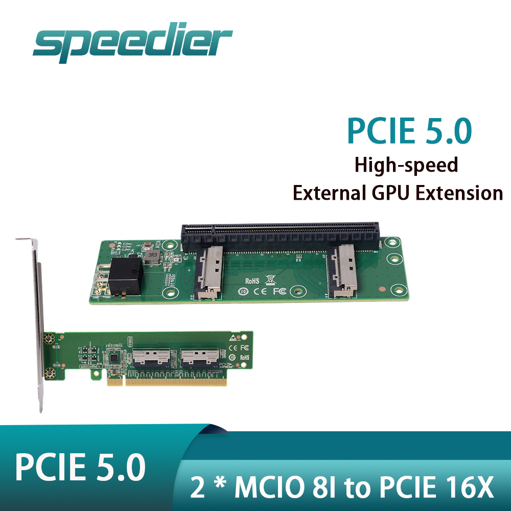 Pcie 5.0 Gpu Riser Cable - Snellere 2x MCIO 8i naar PCIe